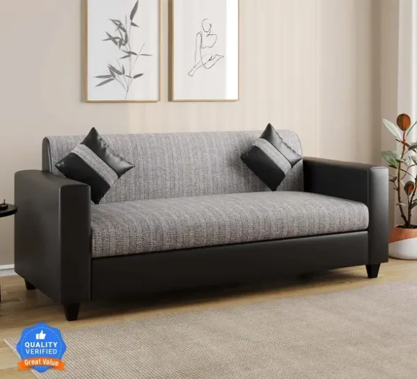 flipkart perfect homes crete leatherette fabric 3 seater sofa